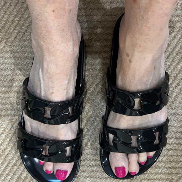 Tory Burch Women Adrien Jelly Lightweight Flat Slide Sandals - Picture 11 of 14